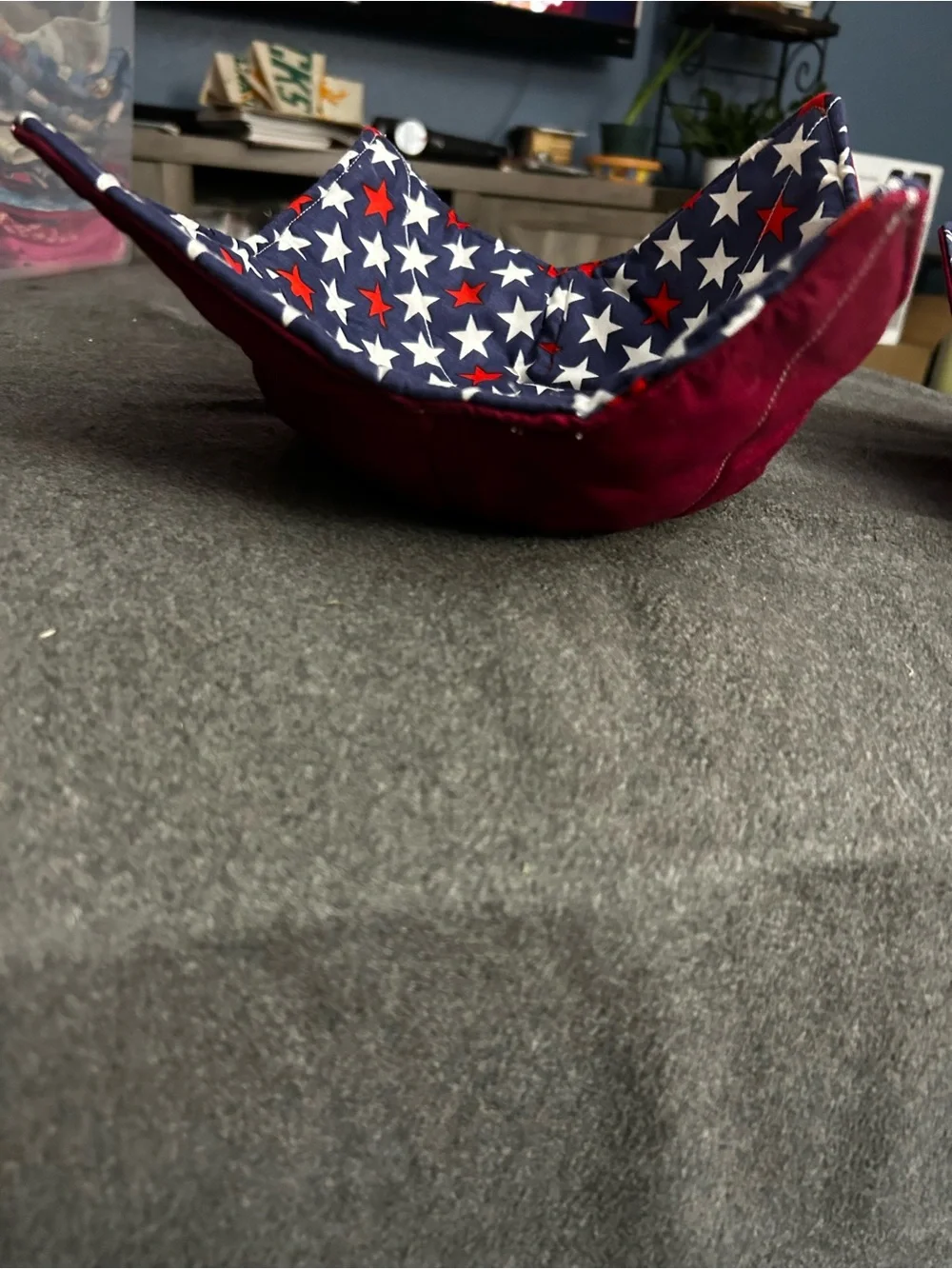 Bowl cozies-Print Navy with red white stars reversible Pack of 2